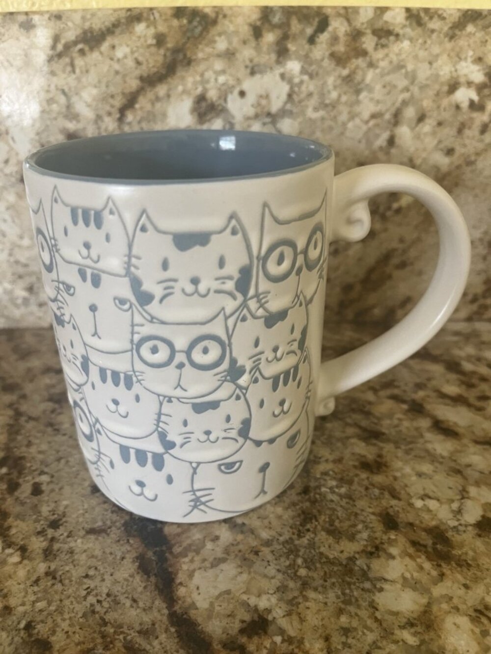 Spectrum Designz Cute Cat Mug Blue Embossed Cat Lady Cat core Feline Whimsy